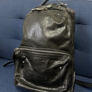Black Leather Men's Backpack